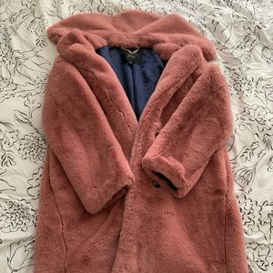 J. Crew faux fur coat in xs pink